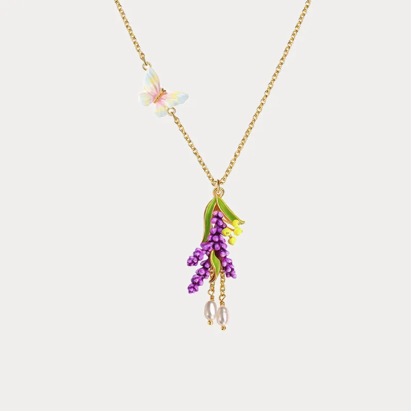 Lavender Butterfly Necklace sold by Selenichast