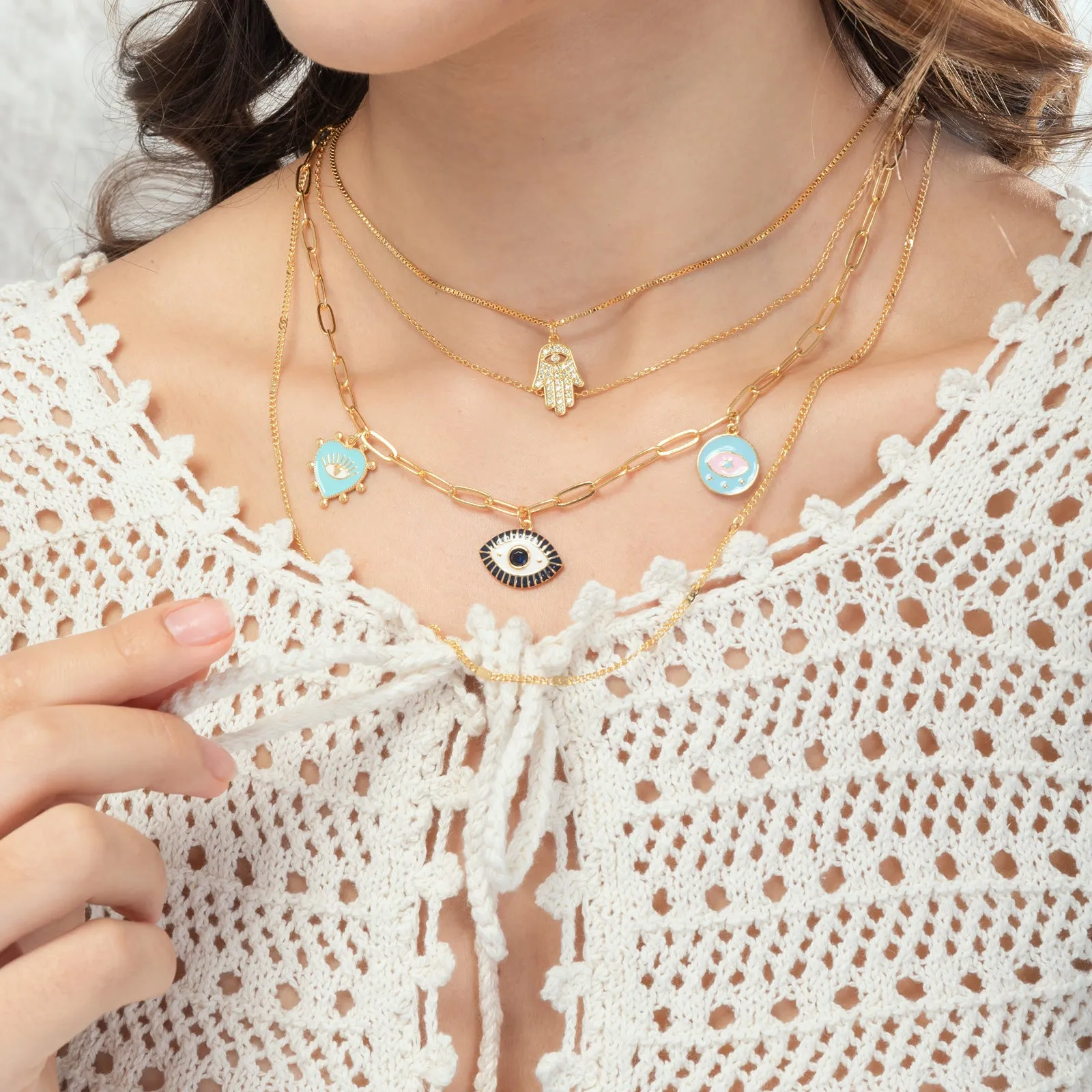 Evil Eye Layered necklace sold by Selenichast product image thumbnail 2