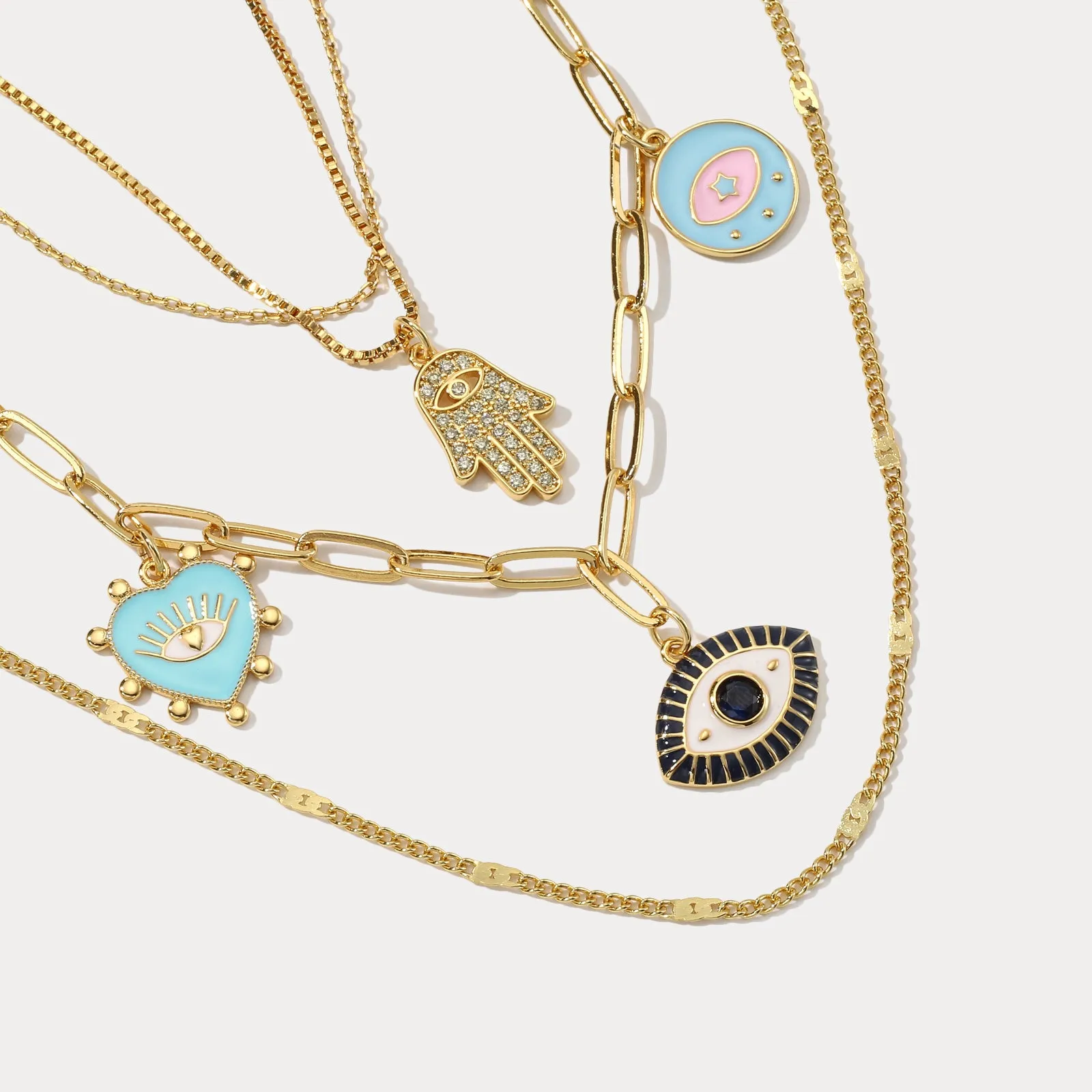 Evil Eye Layered necklace sold by Selenichast product image thumbnail 5