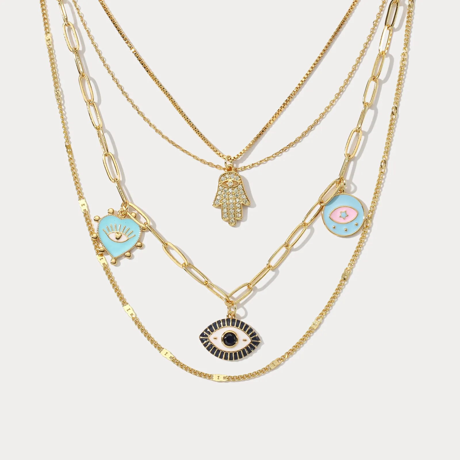 Evil Eye Layered necklace sold by Selenichast
