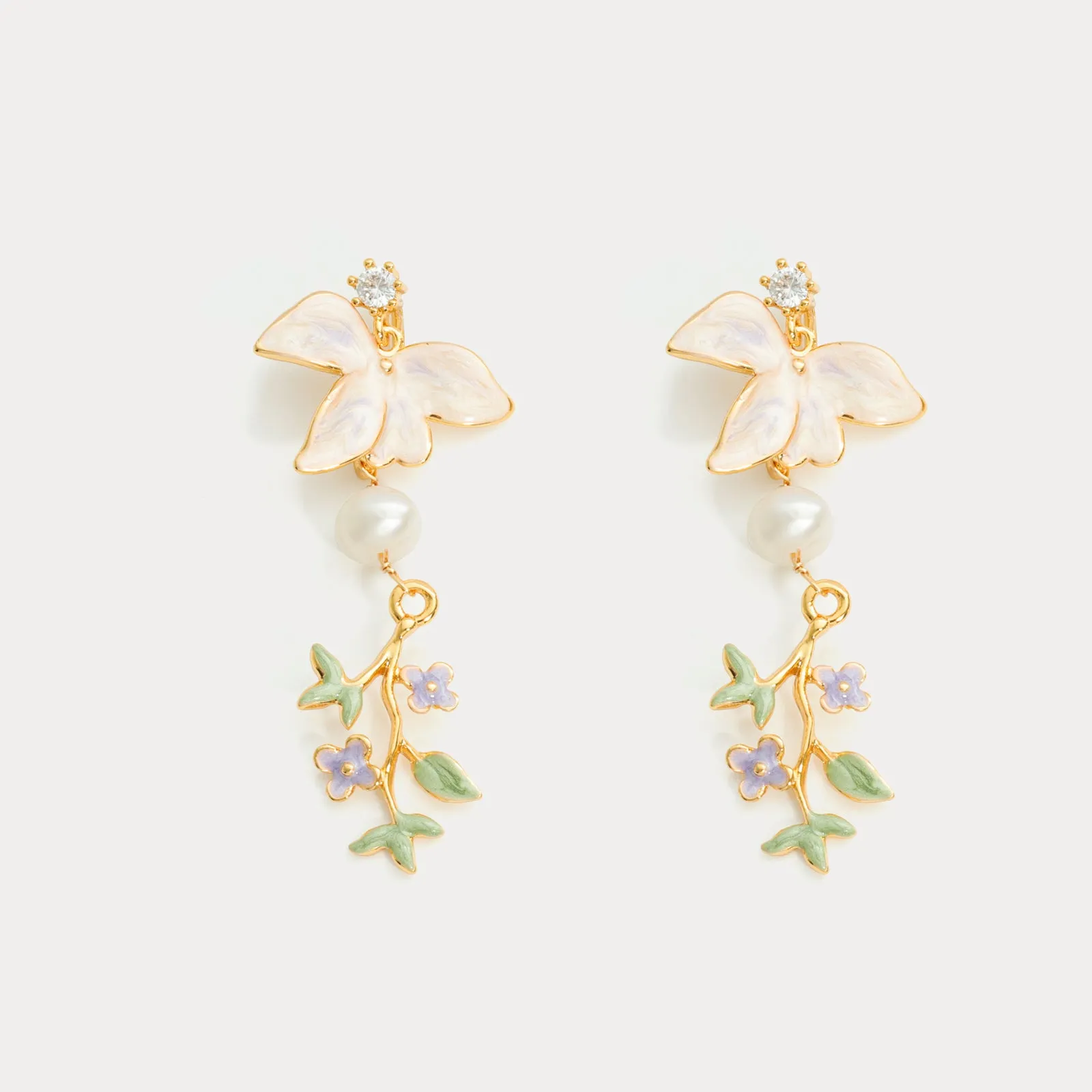 Gardenia Flower Dangle Earrings sold by Selenichast