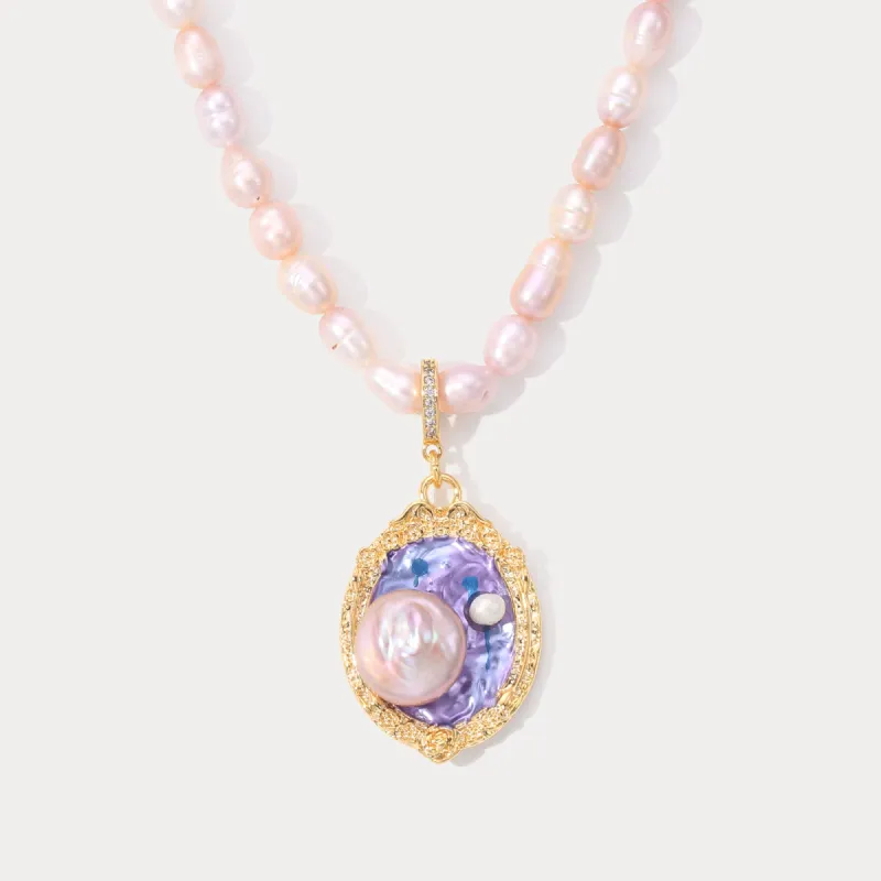 Pink Pearl Necklace sold by Selenichast