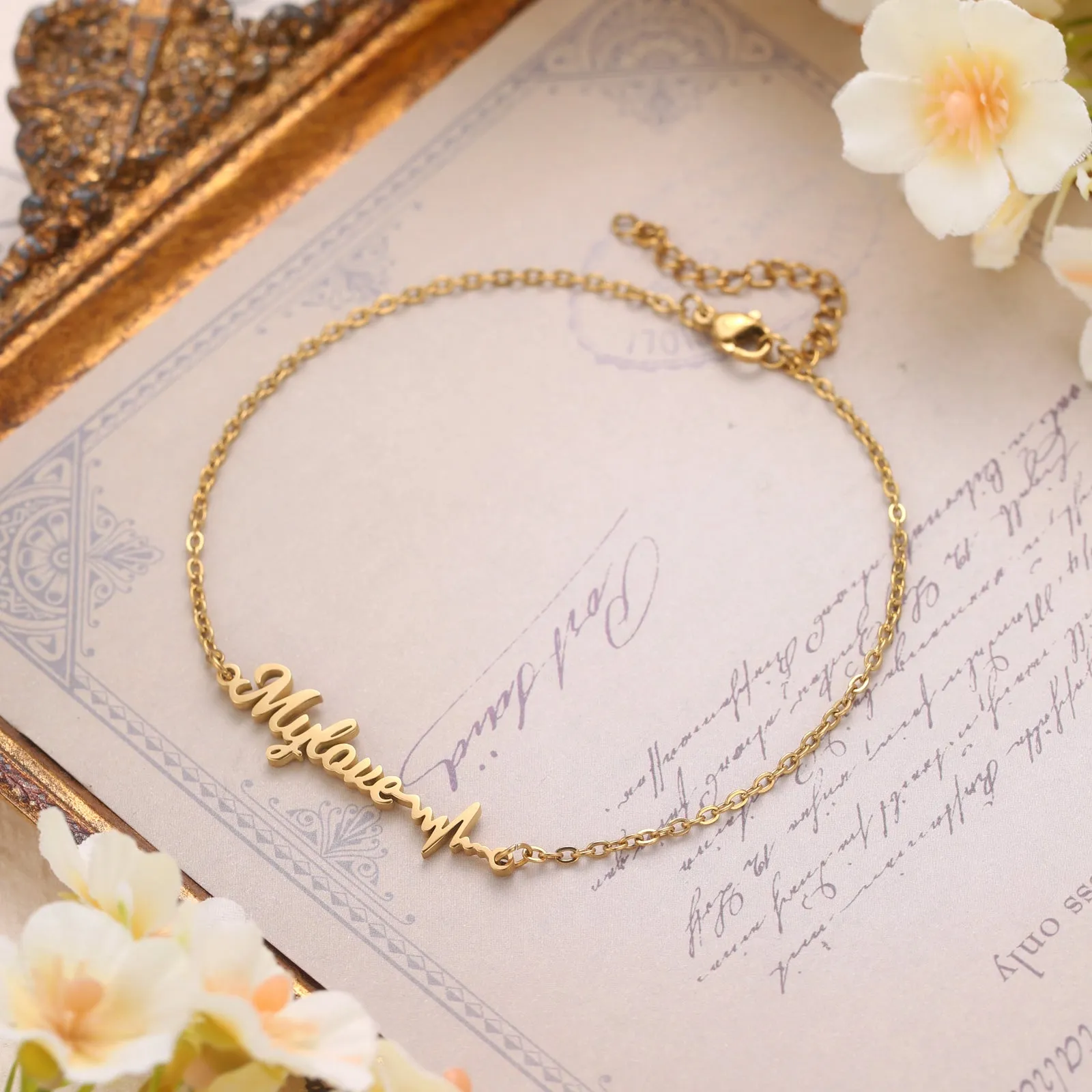 Personalized Heartbeat Anklet sold by Selenichast product image thumbnail 4