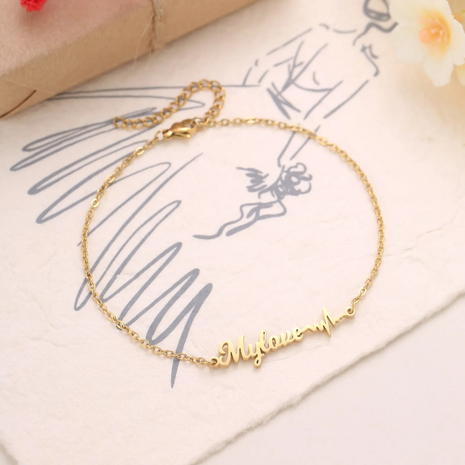 Personalized Heartbeat Anklet sold by Selenichast product image thumbnail 5