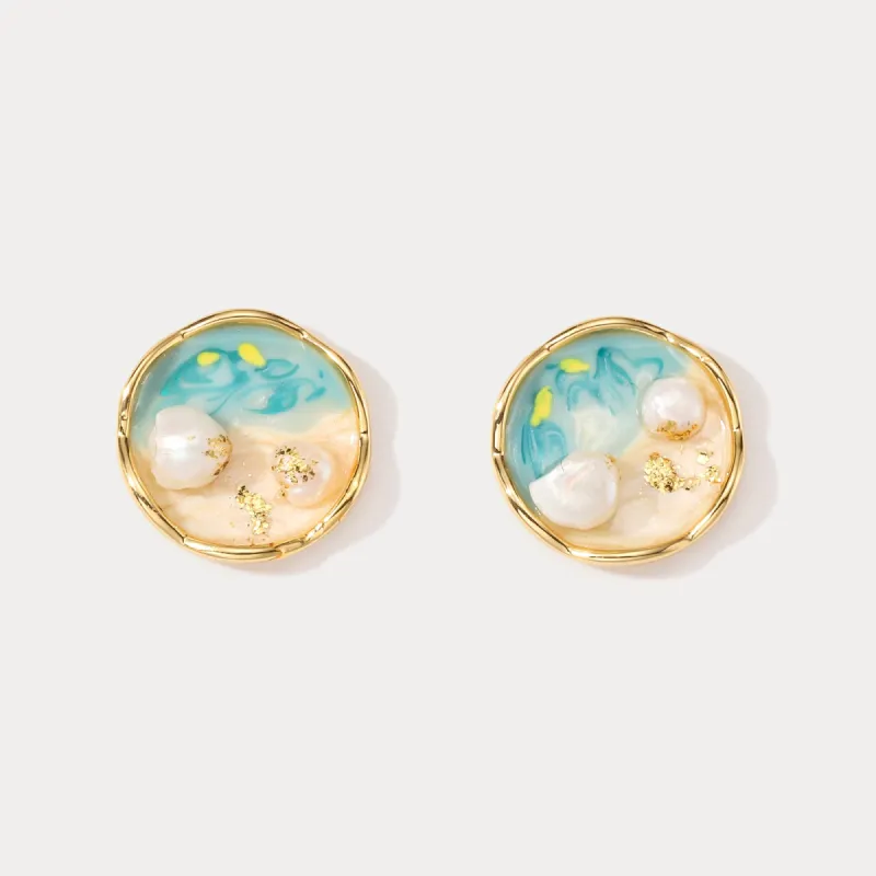 Ocean Wave Oil Painting Earrings sold by Selenichast