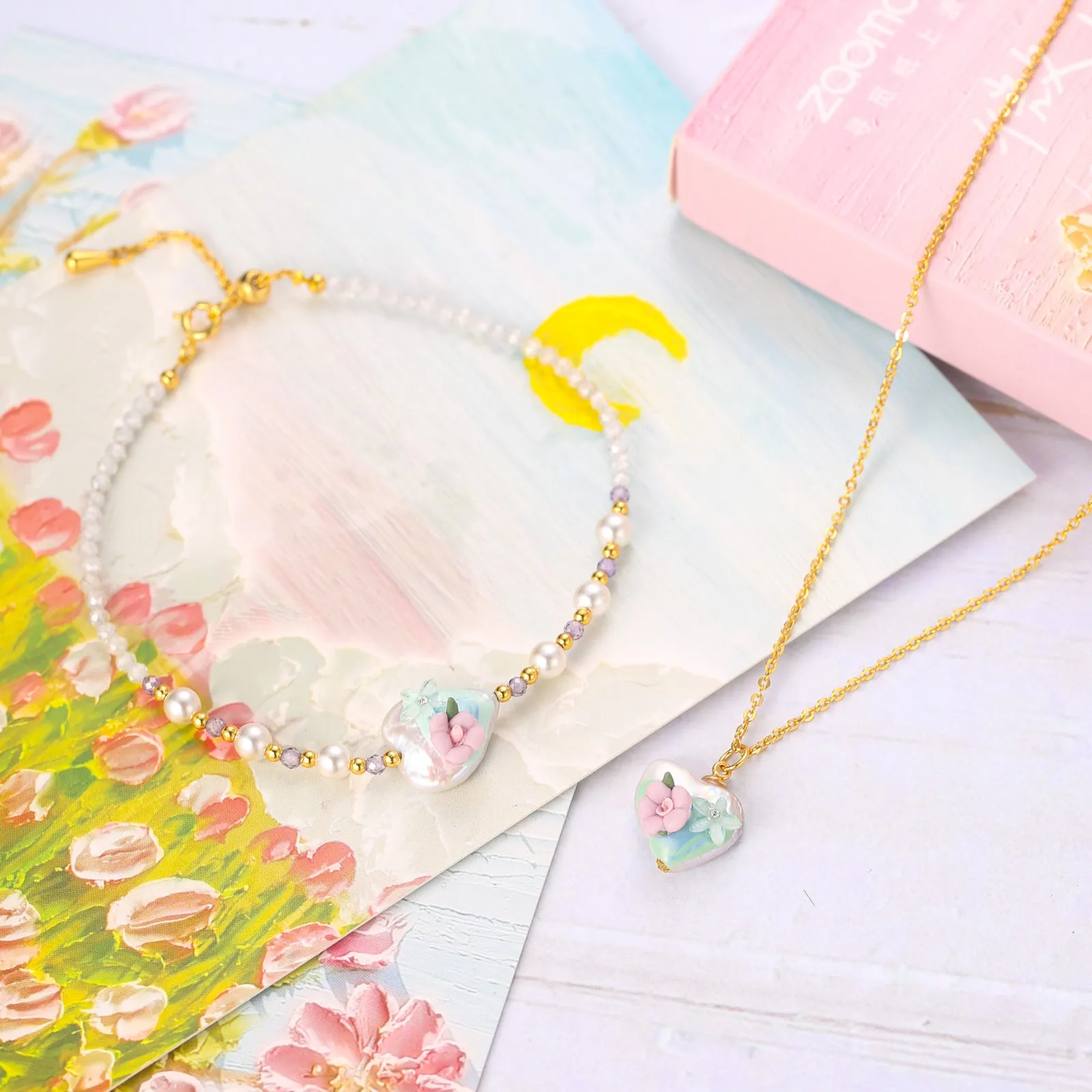 Flower Heart Pearl Bracelet sold by Selenichast product image thumbnail 2