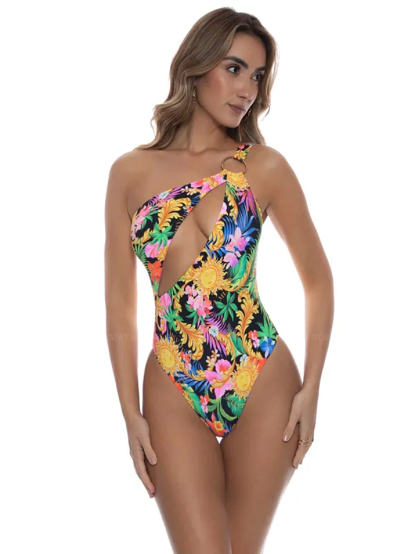 Asymmetrical Cut Out Ring Bodysuit sold by SWORLD Inc