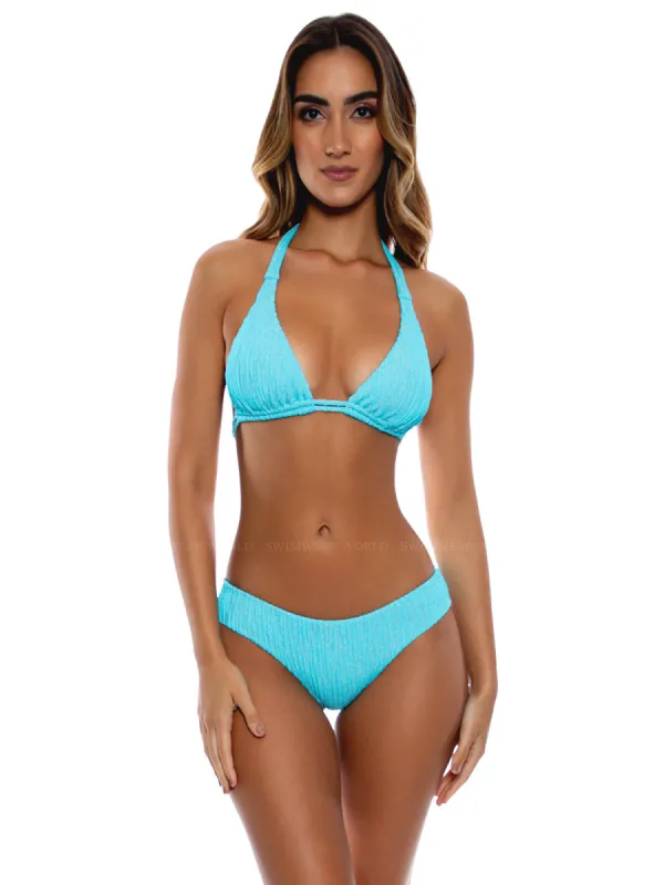 Triangle Halter-Seamless Ruched Back Bikini sold by SWORLD Inc