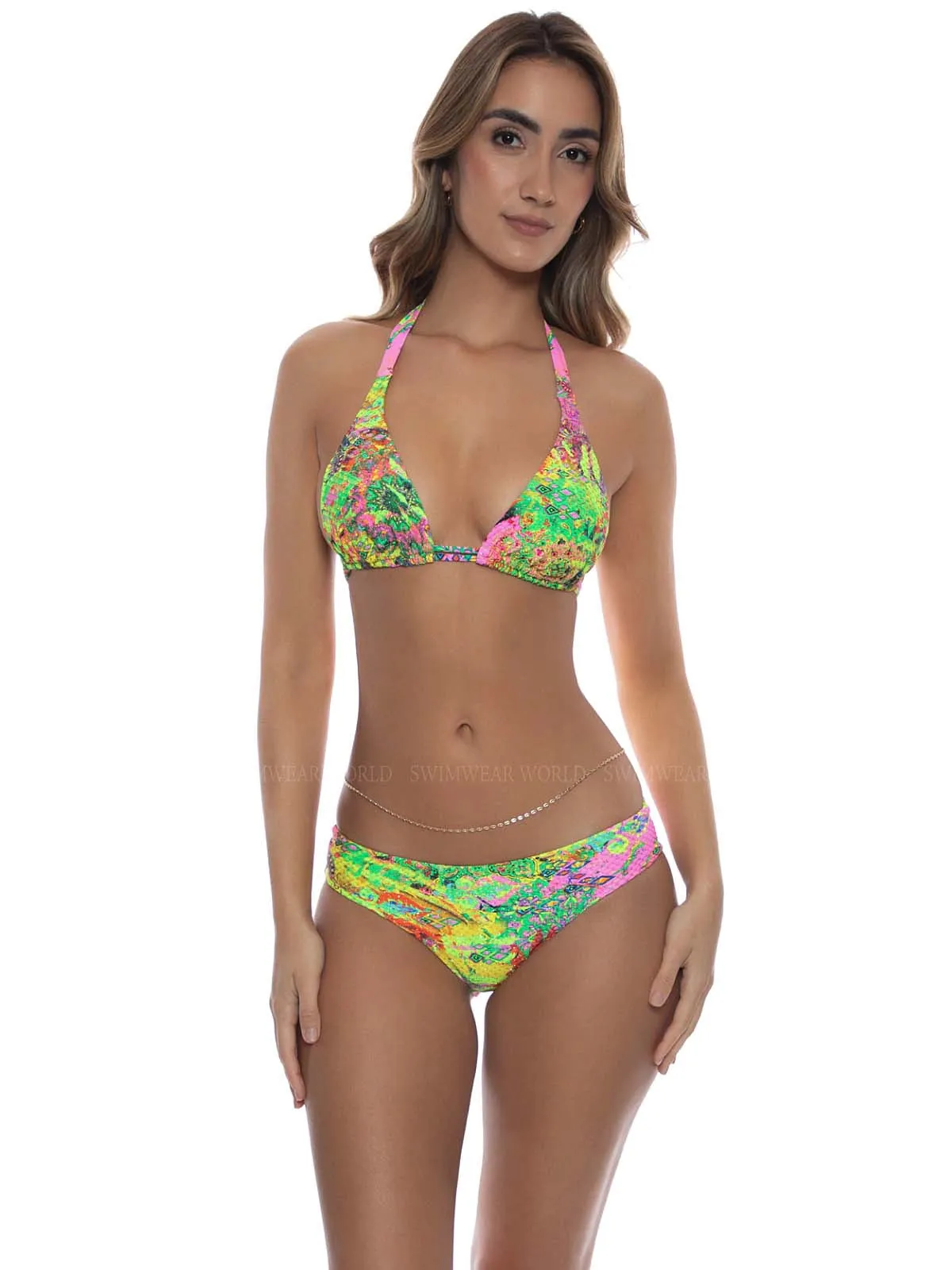 Triangle Halter-Seamless Ruched Back Bikini sold by SWORLD Inc