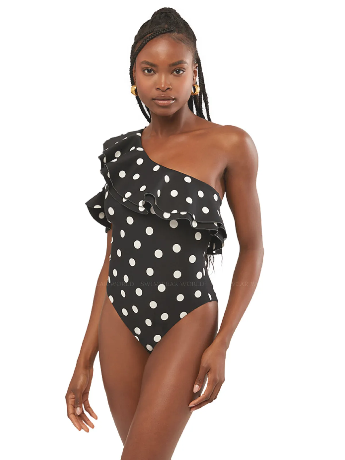 Ruffle Asymmetrical One Piece sold by SWORLD Inc