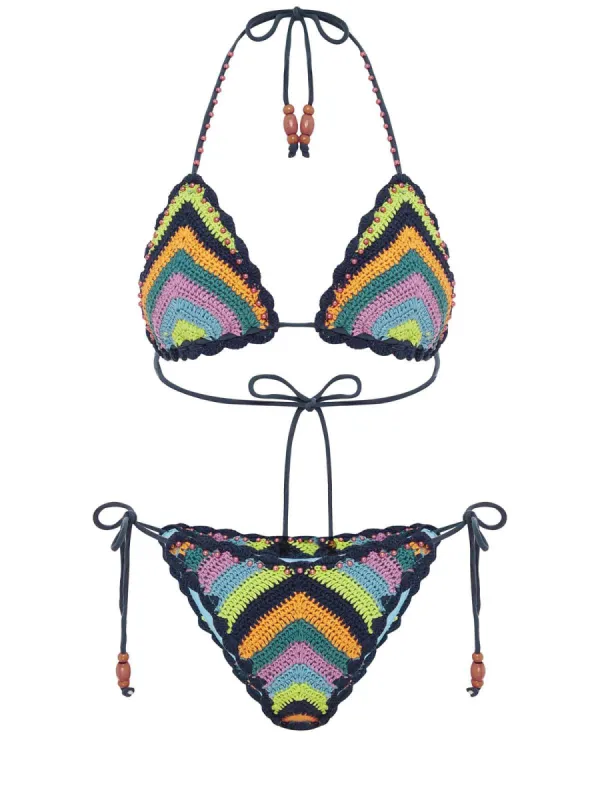 Crochet Tri-Crochet Tie Pant Bikini sold by SWORLD Inc