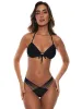 Molded Push Up Bandeau Halter-Strappy Ruched Back Bikini sold by SWORLD Inc