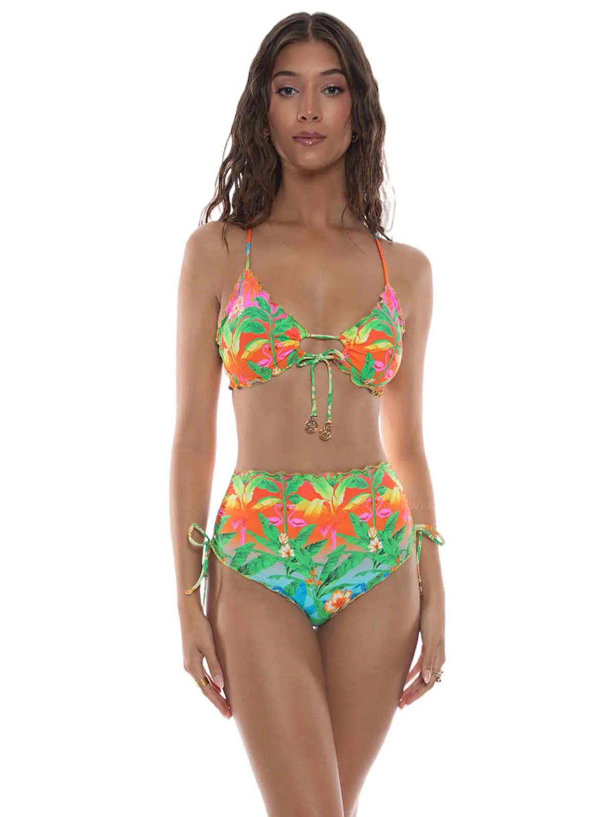 Scoop Neck Drawstring-High Waist Bikini sold by SWORLD Inc