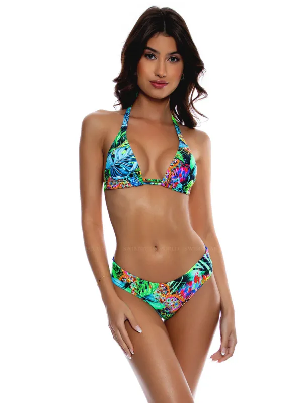 Triangle Halter-Seamless Ruched Back Bikini sold by SWORLD Inc