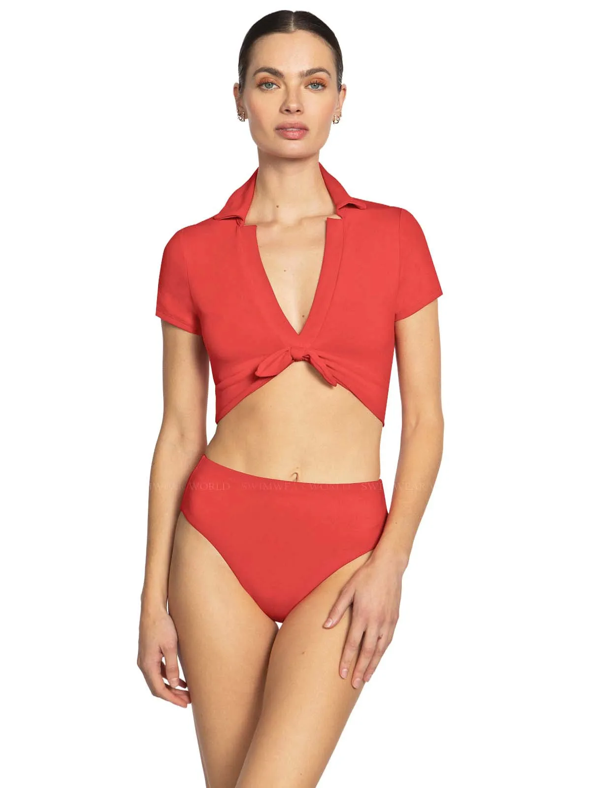 Ava T-Shirt With Collar-Ava High Waist Bikini sold by SWORLD Inc