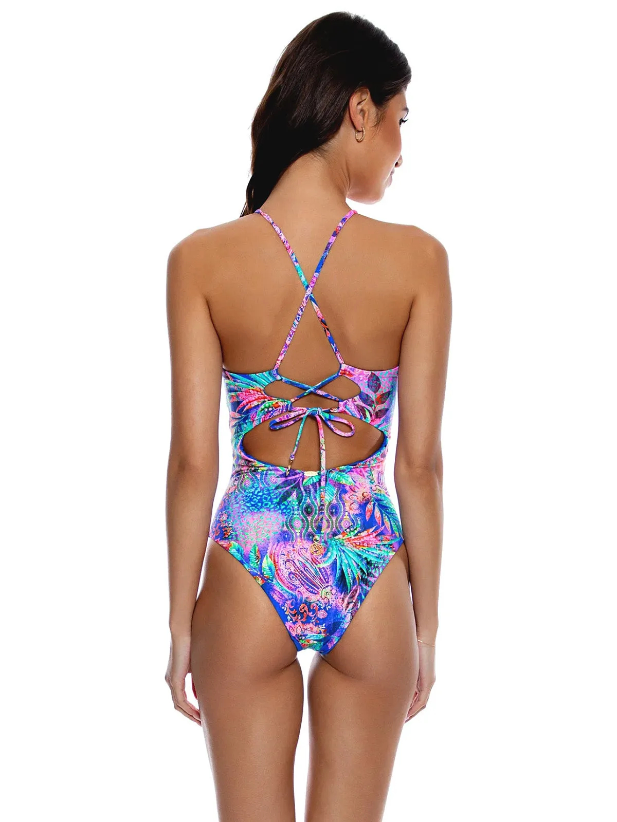 Drawstring Halter Cut Out One Piece sold by SWORLD Inc product image thumbnail 2