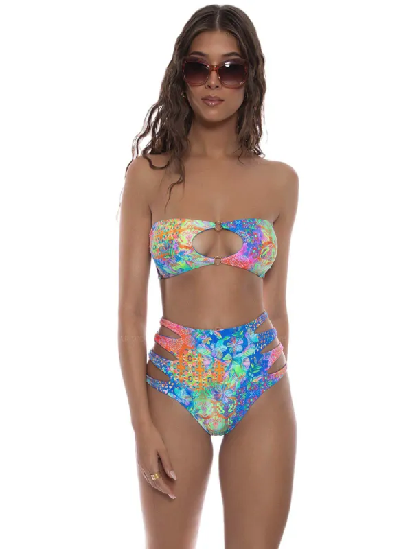 Keyhole Rings Bandeau-Side Cut Out Rings High Waisted Bikini sold by SWORLD Inc