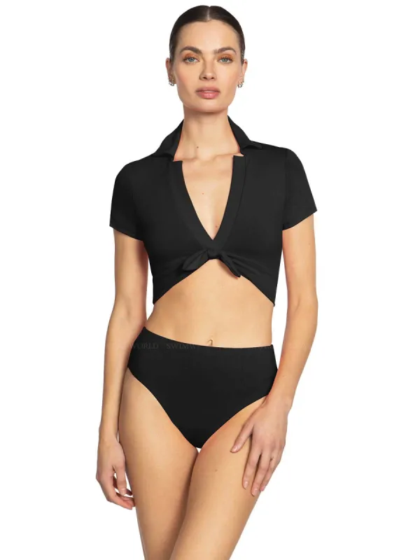 Ava T-Shirt With Collar-Ava High Waist Bikini sold by SWORLD Inc