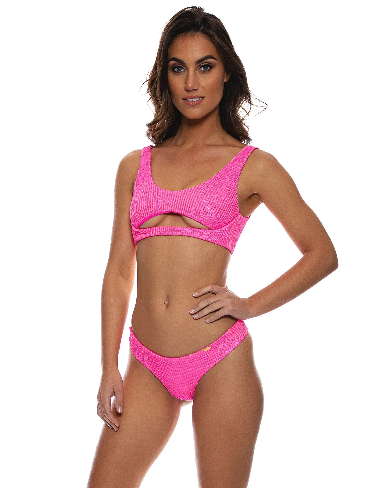 Open Front Bralette-Seamless Wavy Ruched Back Bikini sold by SWORLD Inc product image thumbnail 3