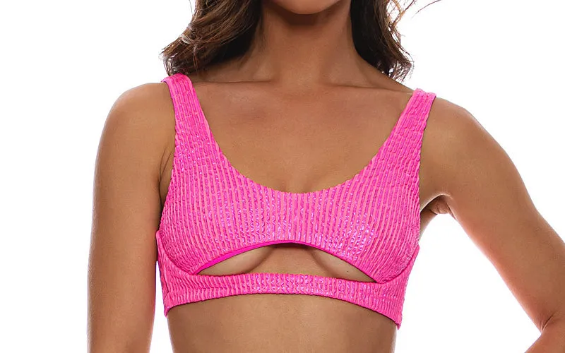 Open Front Bralette-Seamless Wavy Ruched Back Bikini sold by SWORLD Inc product image thumbnail 4