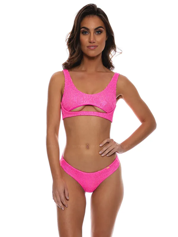 Open Front Bralette-Seamless Wavy Ruched Back Bikini sold by SWORLD Inc
