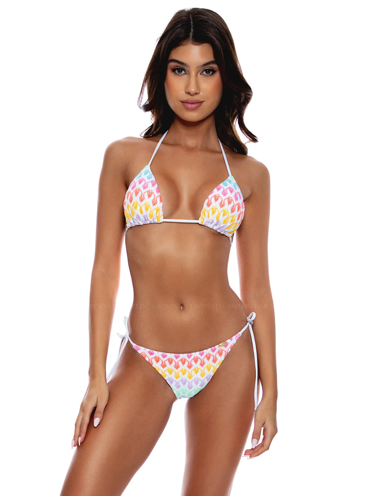 Seamless Triangle-Seamless Ruched Back Tie Side Bikini sold by SWORLD Inc