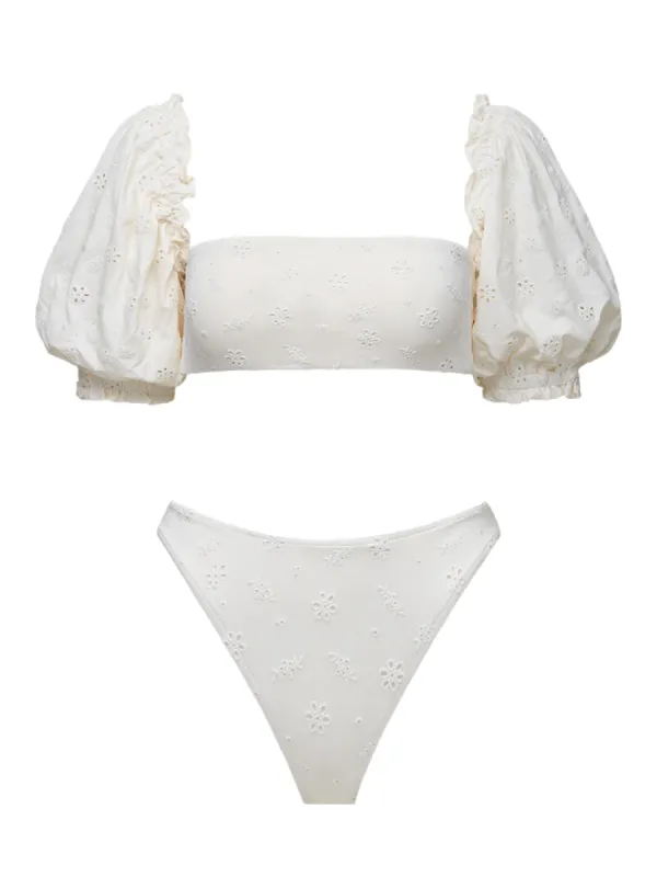 Puff Sleeve-Classic Scoop Bikini sold by SWORLD Inc