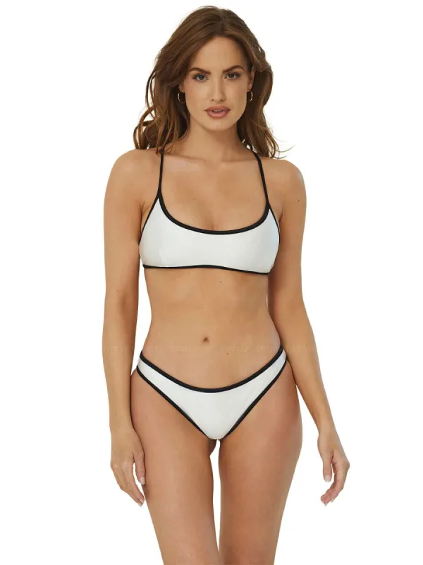 Rosa-Piped Basic Ruched Bikini sold by SWORLD Inc