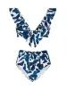 Ocean Puzzle Ruffle-Ocean Puzzle Tie Bikini sold by SWORLD Inc