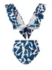 Ocean Puzzle Ruffle-Ocean Puzzle Tie Bikini sold by SWORLD Inc