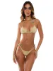 Seamless Triangle-Wavy Ruched Back Tie Side Bikini sold by SWORLD Inc