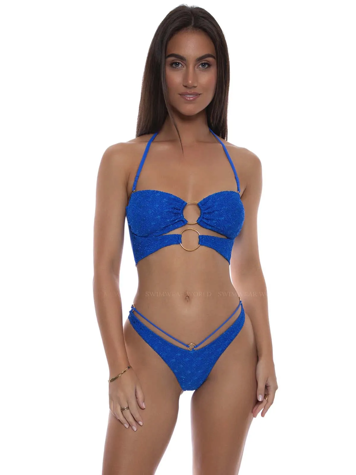 Double Loop Bandeau Crop-Strappy Loop Scrunch Bikini sold by SWORLD Inc product image thumbnail 3