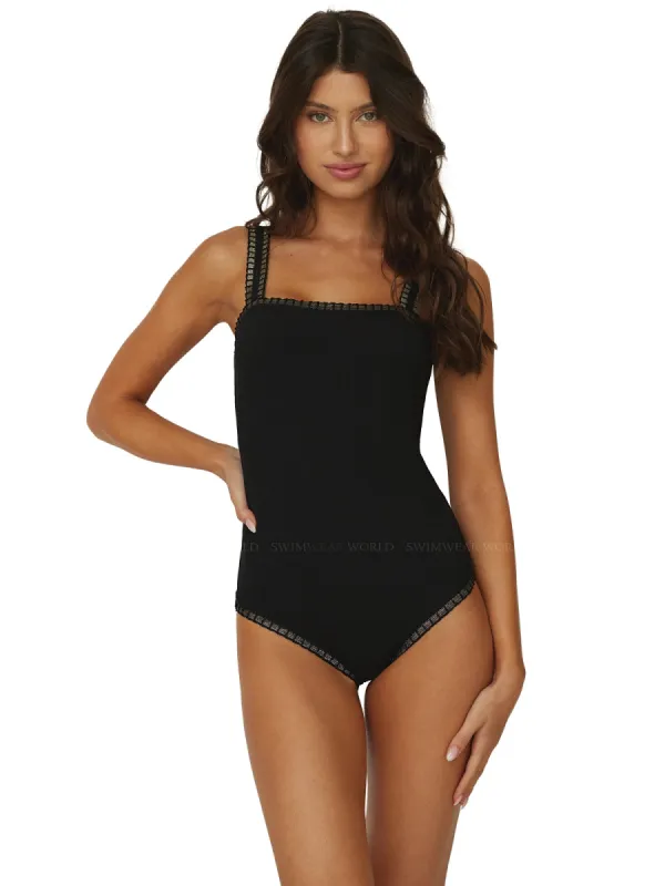 Crochet Trim Square Neck One Piece sold by SWORLD Inc