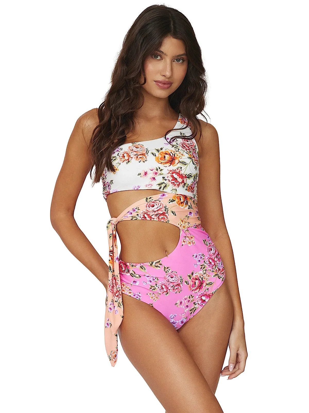 One-Shoulder Cutout One-Piece sold by SWORLD Inc