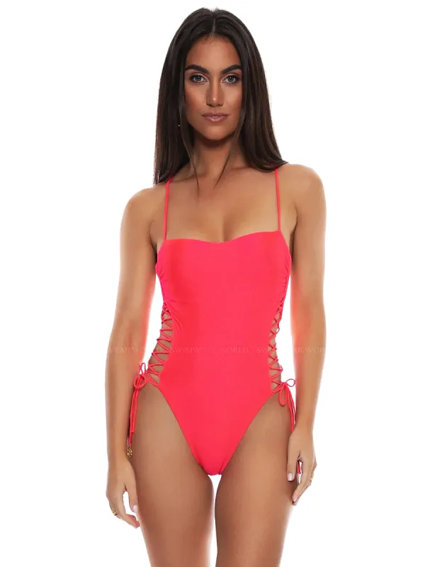 Square Neck Laced Up One Piece sold by SWORLD Inc