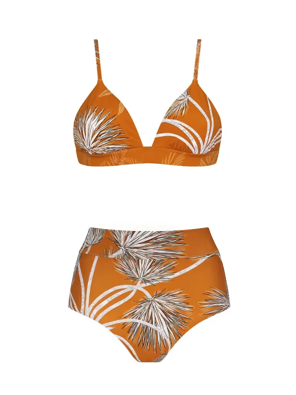 Orange 60 Fixed Triangle-Orange 19 High Rise Classic Bikini made by SWORLD Inc