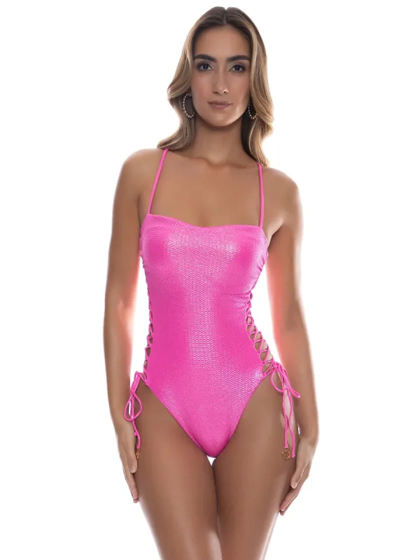 Square Neck Laced-Up One-Piece sold by SWORLD Inc