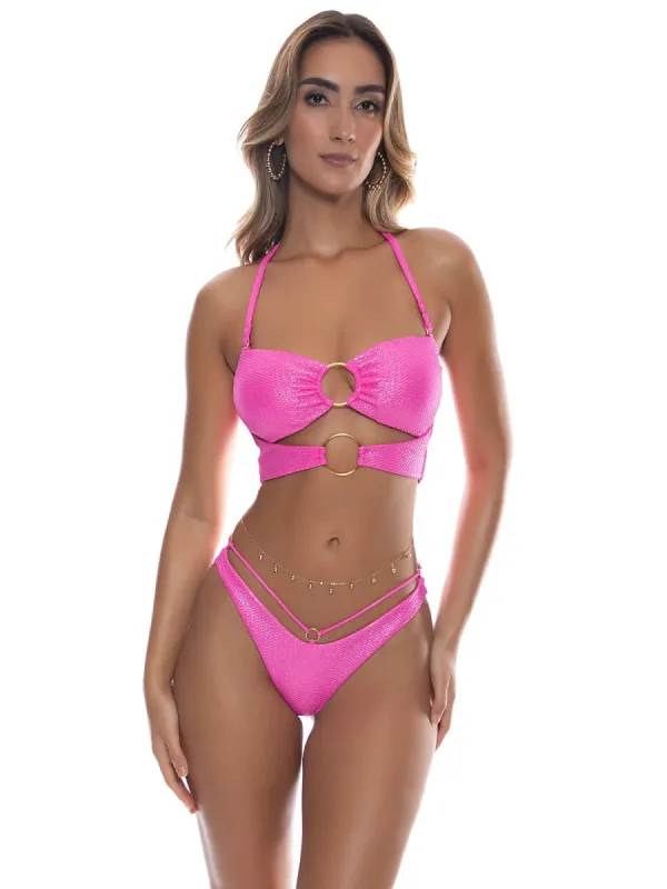 Double Loop Bandeau-Strappy Loop Scrunch Bikini sold by SWORLD Inc