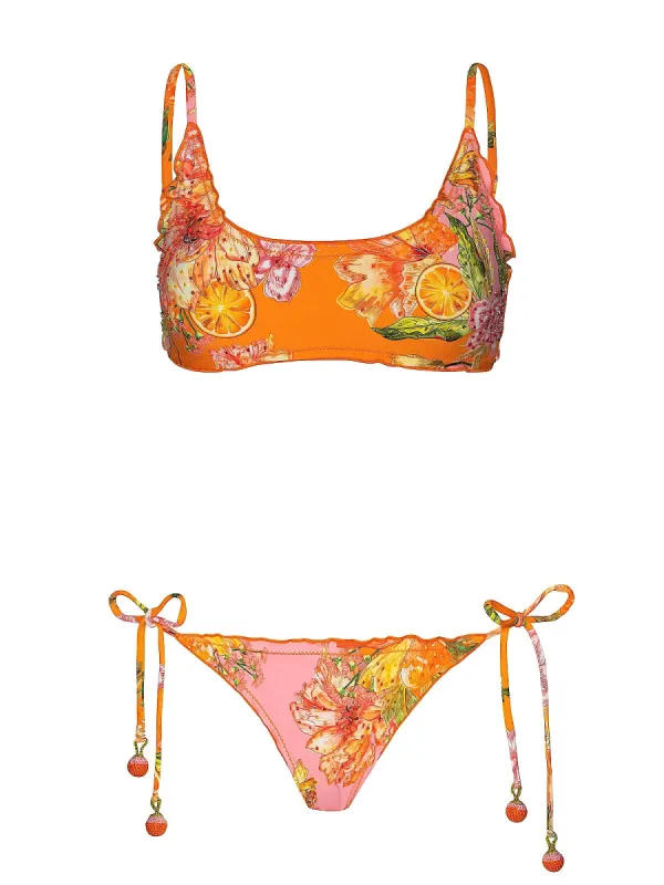 Embroidered Lettuce Edge Bralette-Embroidered Lettuce Edge Tie Side Bikini sold by SWORLD Inc