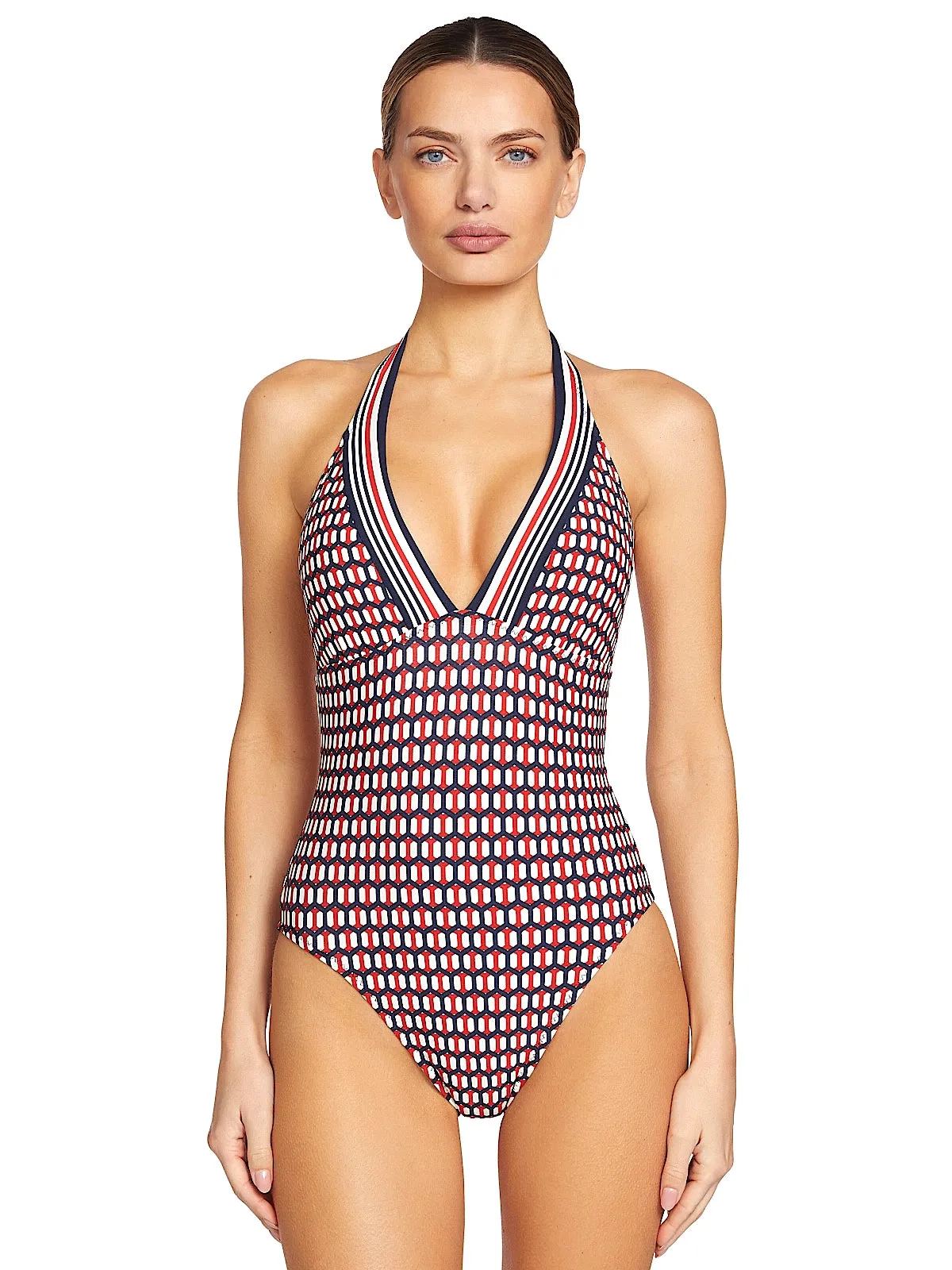 Simone V-Neck One-Piece sold by SWORLD Inc