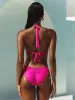 Triangle Halter-Seamless Ruched Back Bikini sold by SWORLD Inc