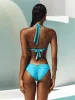 Triangle Halter-Seamless Ruched Back Bikini sold by SWORLD Inc