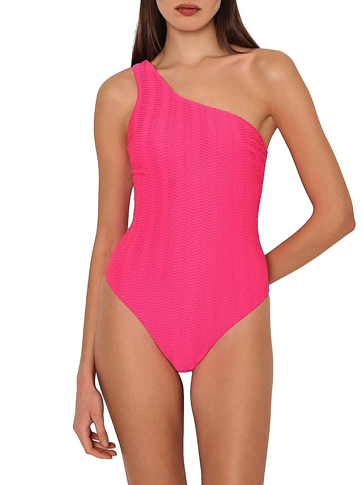 Joni Textured Chevron One Shoulder One-Piece sold by SWORLD Inc product image thumbnail 2