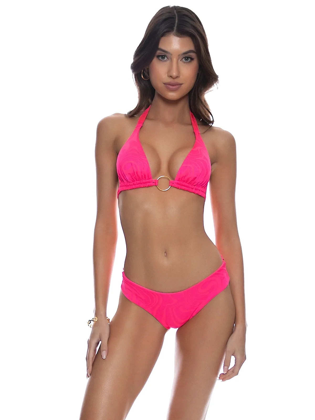 Ring Triangle Halter-Seamless Ruched Back Bikini sold by SWORLD Inc