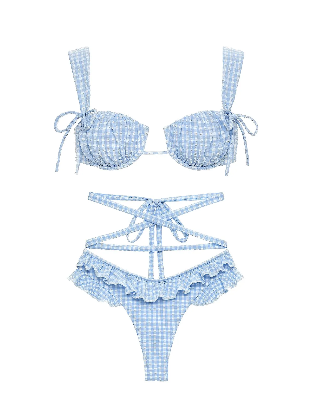Petal Wide Straps-Lulu Lulu Gingham Ballet Bikini sold by SWORLD Inc