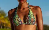 Triangle Halter-Seamless Ruched Back Bikini sold by SWORLD Inc