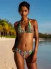Triangle Halter-Seamless Ruched Back Bikini sold by SWORLD Inc