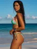 Crystallized Wavy Triangle-Crystallized Wavy Tie Side Ruched Back Bikini sold by SWORLD Inc
