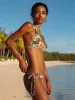 Triangle Halter-Seamless Wavy Ruched Back Tie Side Bikini sold by SWORLD Inc