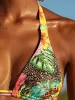 Triangle Halter-Seamless Wavy Ruched Back Tie Side Bikini sold by SWORLD Inc